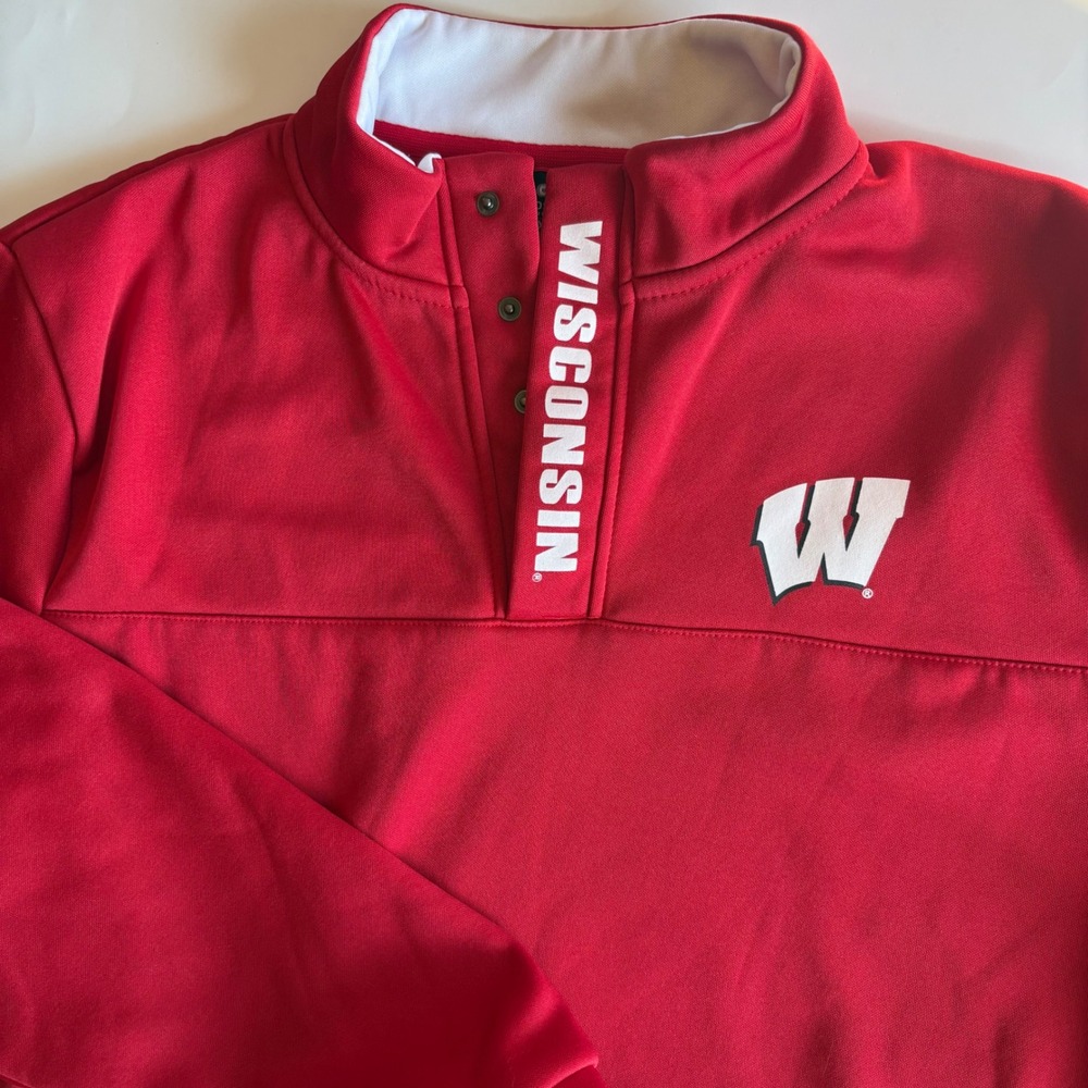 Colosseum Mens Wisconsin Badgers‎ Red Quarter Snap Pullover Sweatshirt XL